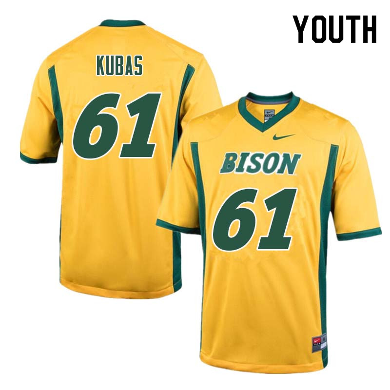 Youth #61 Zach Kubas North Dakota State Bison College Football Jerseys Sale-Yellow - Click Image to Close
